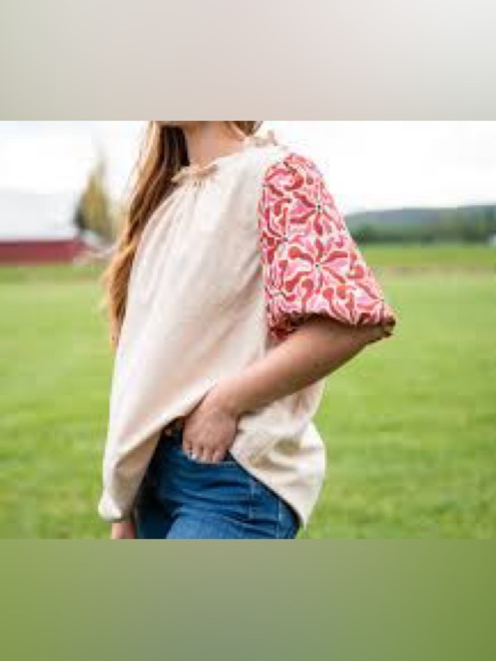 Entro Embroidered Puff Sleeve Top